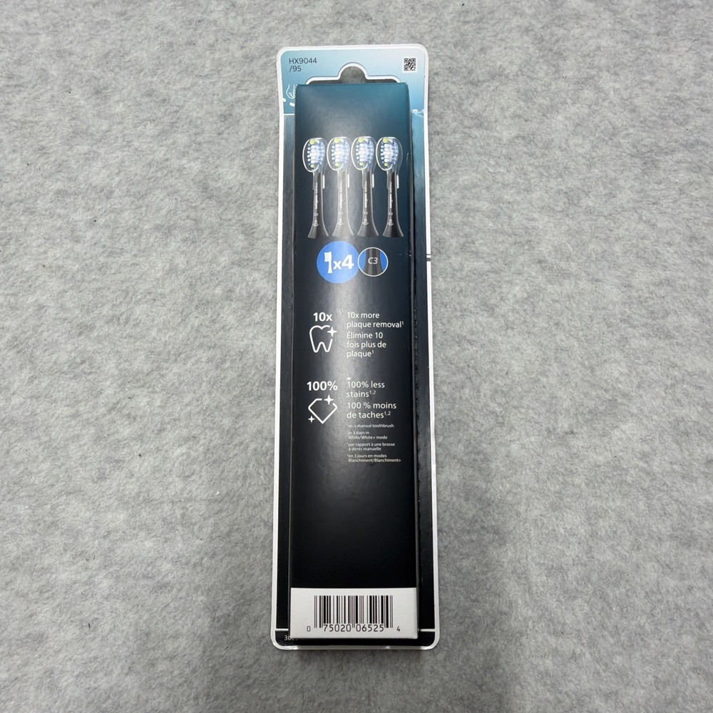 4x Philips DiamondClean Smart C3 Plaque Control Brush Heads Black - Picture 2 of 5
